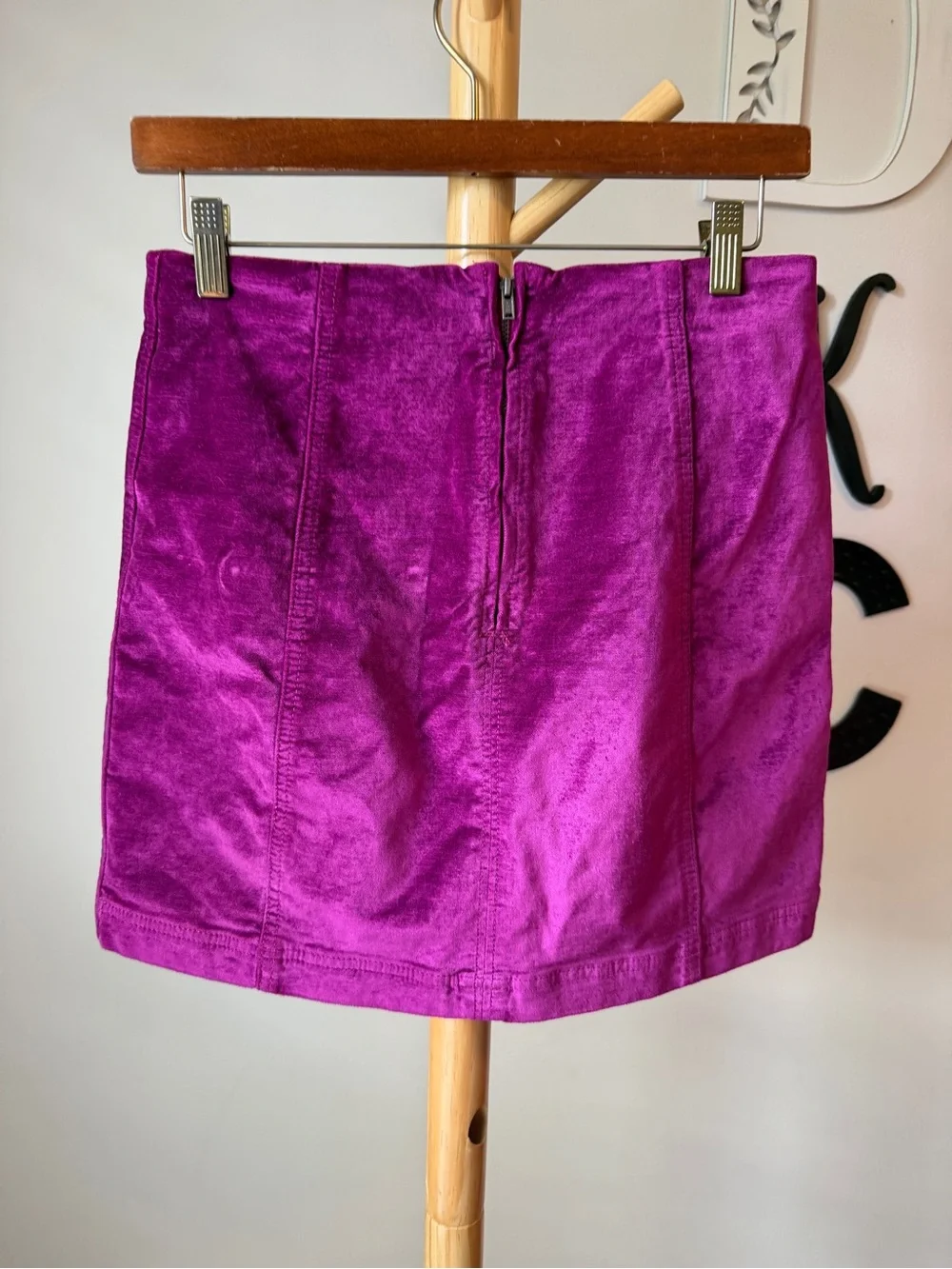 Free People Modern Femme Velvet Mini Skirt Raspberry Size 6